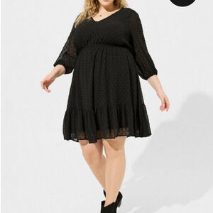NWT Torrid Black Goth Whimsigoth Mini Clip Dot Babydoll Dress
